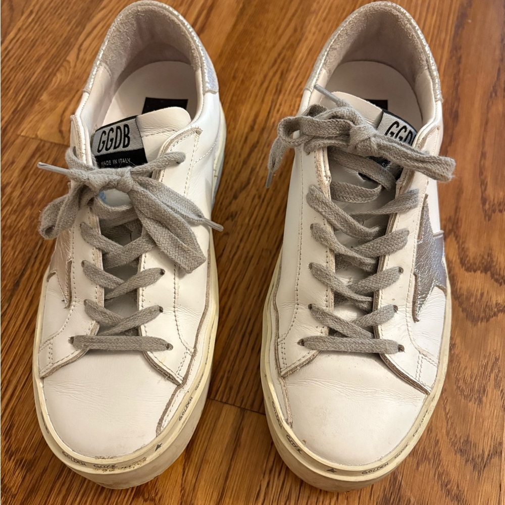 Golden Goose Hi Star White and Gray Sneakers